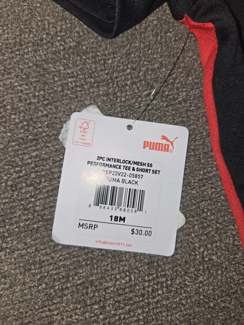 Puma Kids Black and Red Athletic Matching Set - Picture 3 of 5